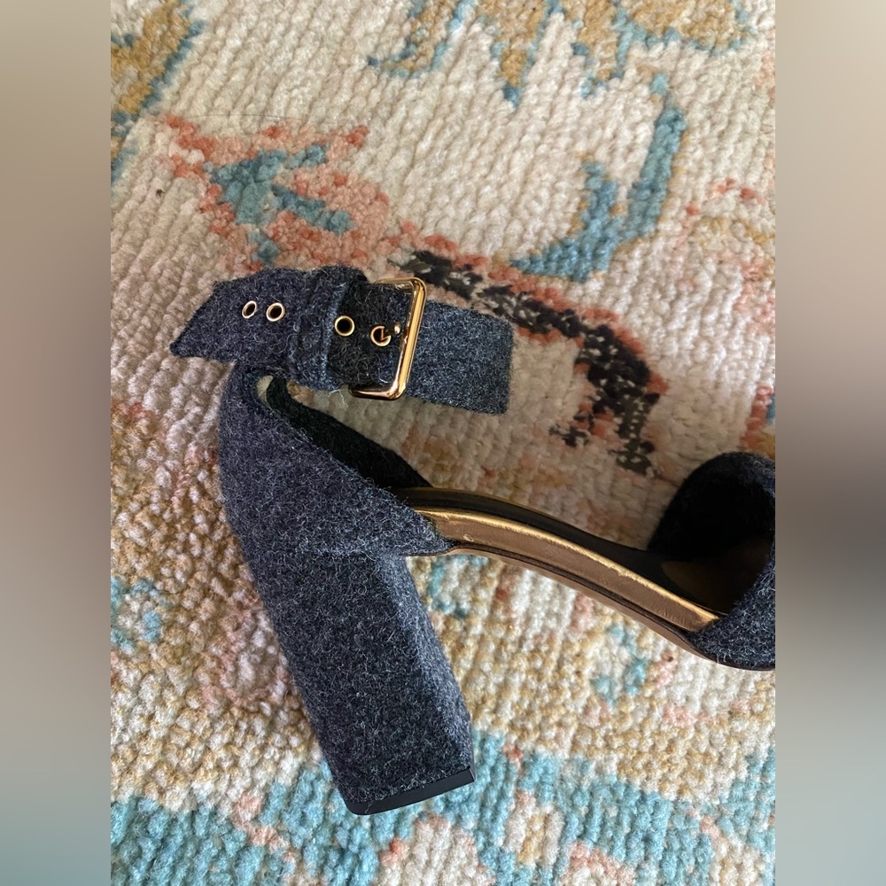 Marni Felt Wool Dark Grey Block Heel Sandals Size 37 - Picture 8 of 15